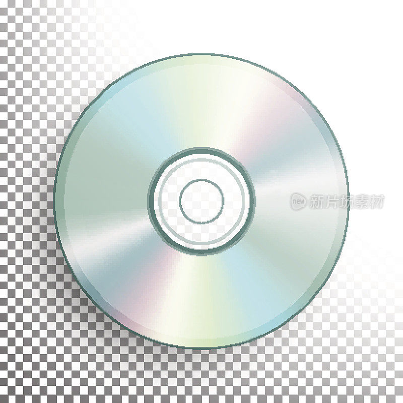 CD, DVD光盘矢量。真实的光盘隔离在透明的背景。发光的塑料表面。视频蓝光，信息数据媒体插图